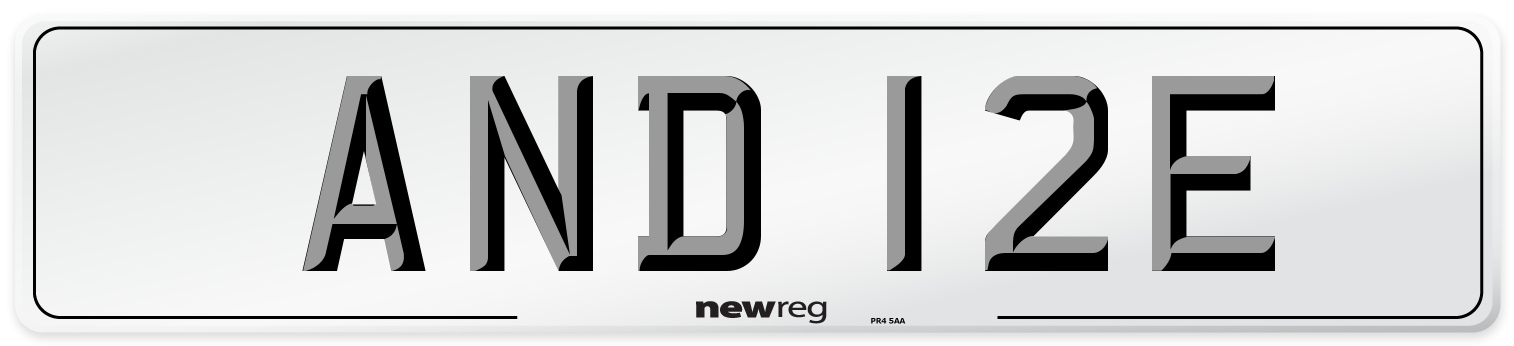 AND 12E Number Plate from New Reg